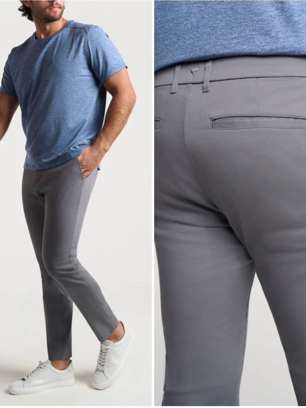 Birddogs Stretch Khakis Slim Pant Chino Unlined Mens 32 Gray Work Casual Travel - Picture 2 of 12